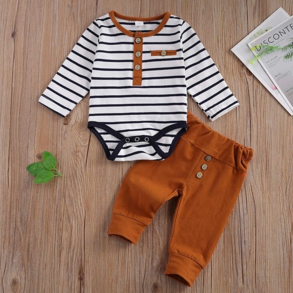 Other - Newborn Baby Boy Girl Clothes striped Knitted Cotton Long Sleeve Pants